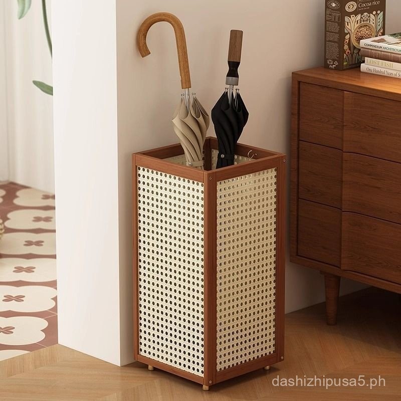 Vintage Style Umbrella Storage Rack Rattan Home Entrance Floor Umbrella ...