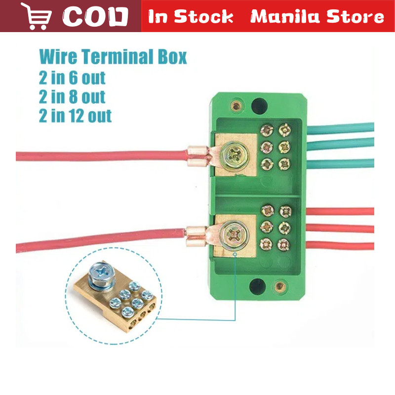 1 pcs 2-IN 6/8/12-OUT Terminal Wiring Connector Single-phase Terminal ...