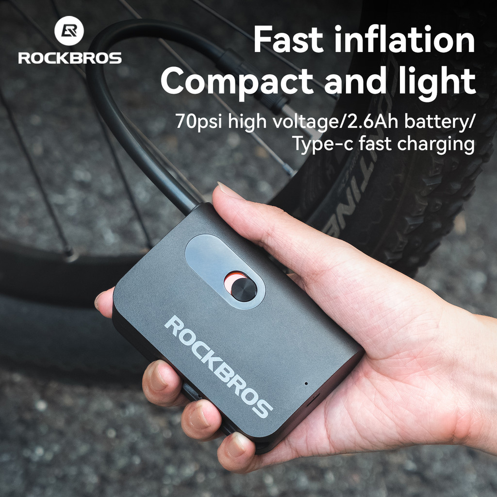 ROCKBROS Mini Electric Pump 70PSI Wireless Fast Inflation AV/FV Compact ...