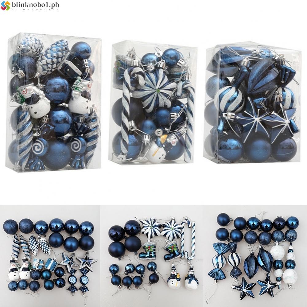 Blue plastic christmas ball ornaments