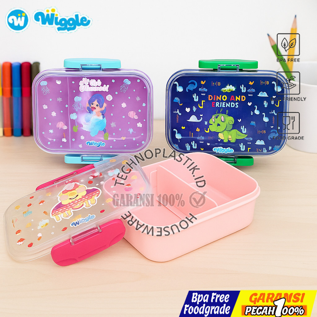 WIGGLE Lunch Box Set 750Ml School Lunch Box | Dining Place | Shopee ...