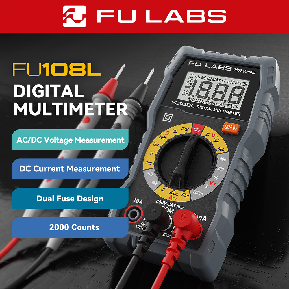 FULABS Digital Multimeter Tester Electrical Test Tool CAT.III 600V ...