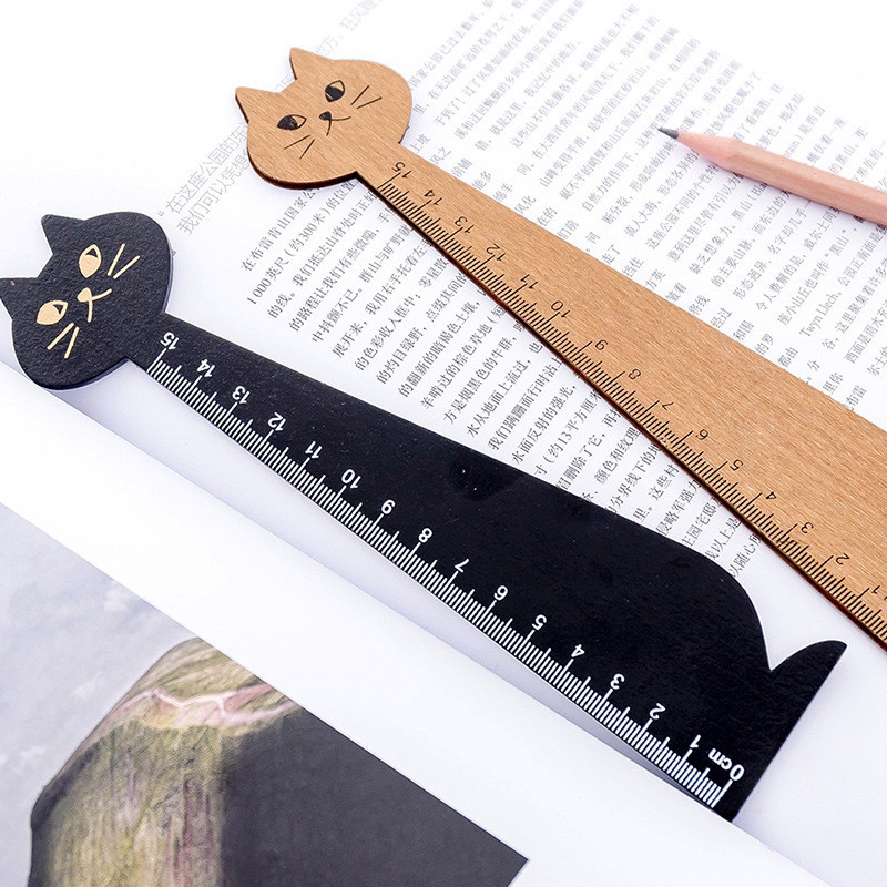 Korean Creative Cartoon Ruler Cat Drawing Ruler Cute Wooden Ruler Eco ...