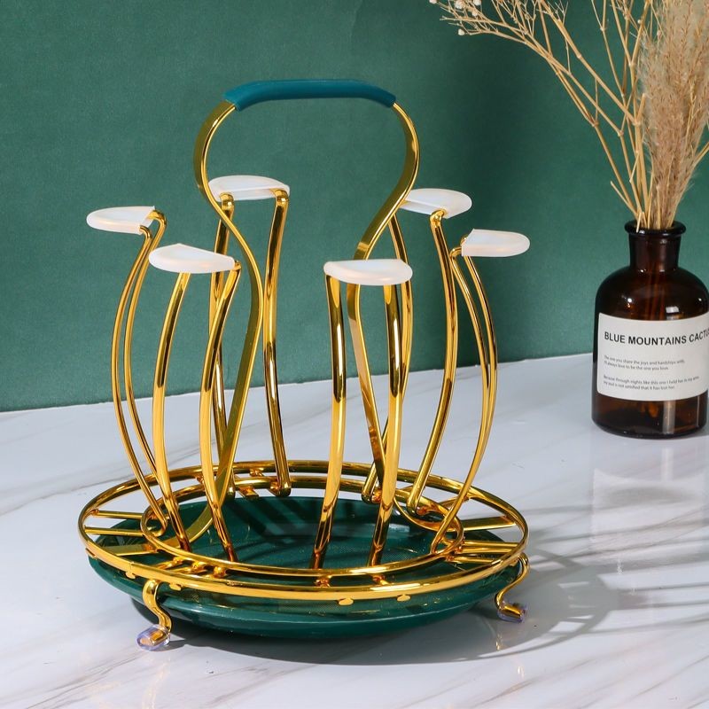 Round Drain Cup Holder Upside Down Glass Cup Rack Living Room Table Tea ...