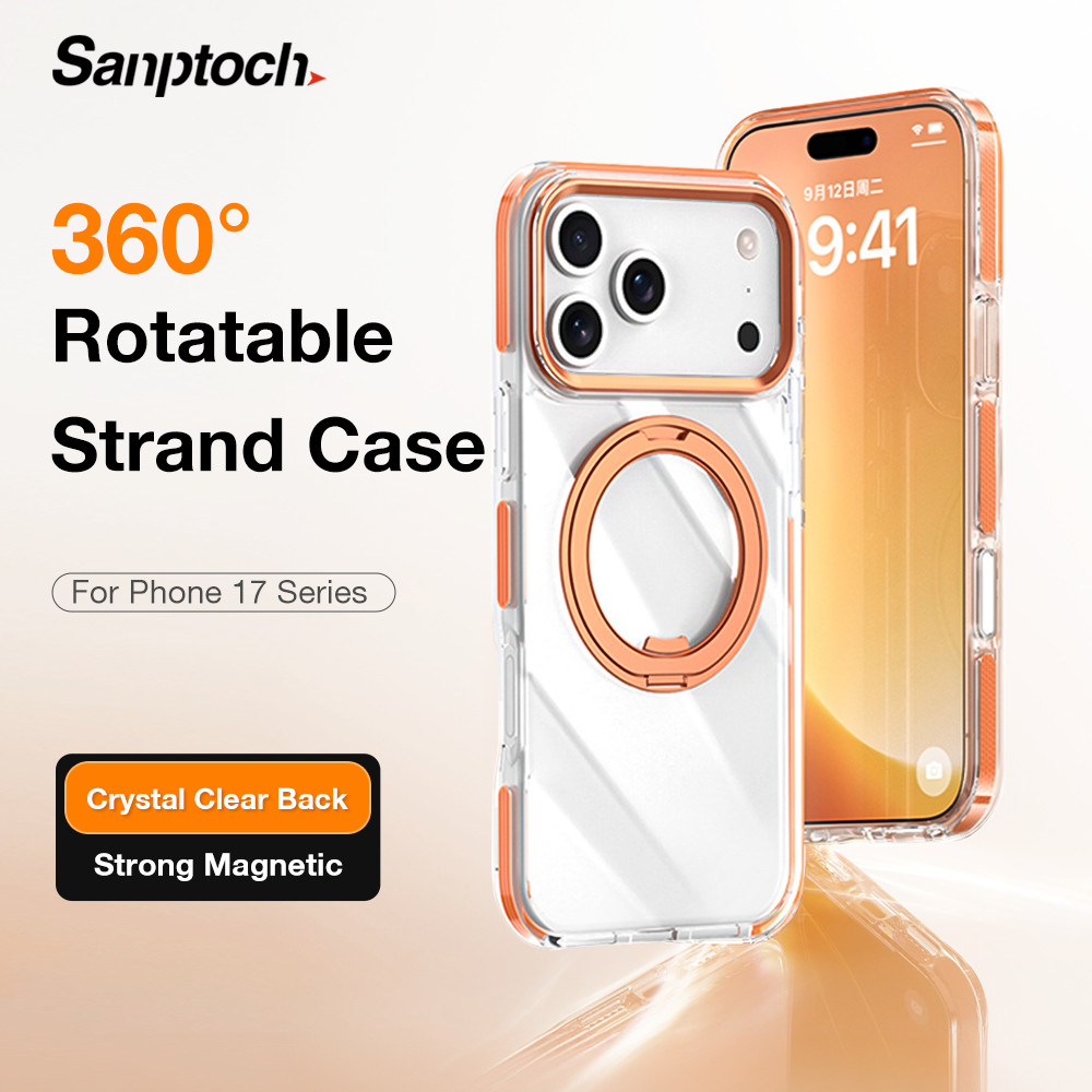 Sanptoch 360° Rotatable Magnetic Stand Phone Case For iPhone 17 16 15 ...