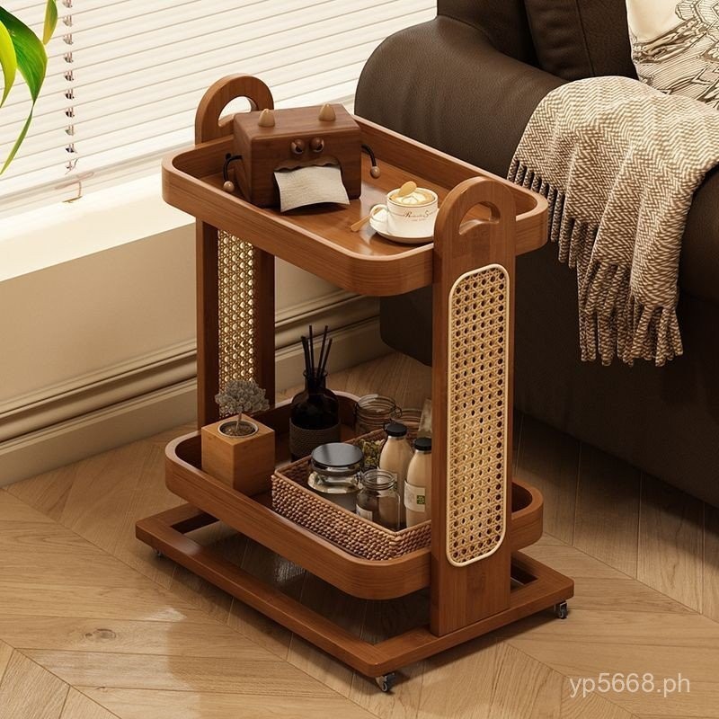 Side Cabinet Sofa Bedside Table Storage Rack Living Room Movable Small ...