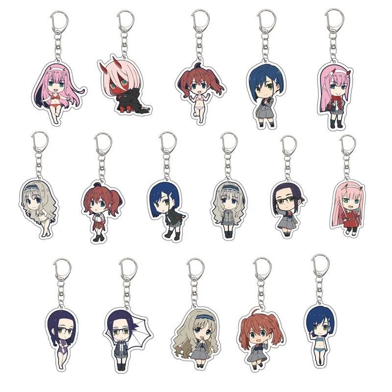 55MM Anime DARLING in the FRANXX Keychain HIRO/ZERO TWO/ICHIGO/GORO Key ...