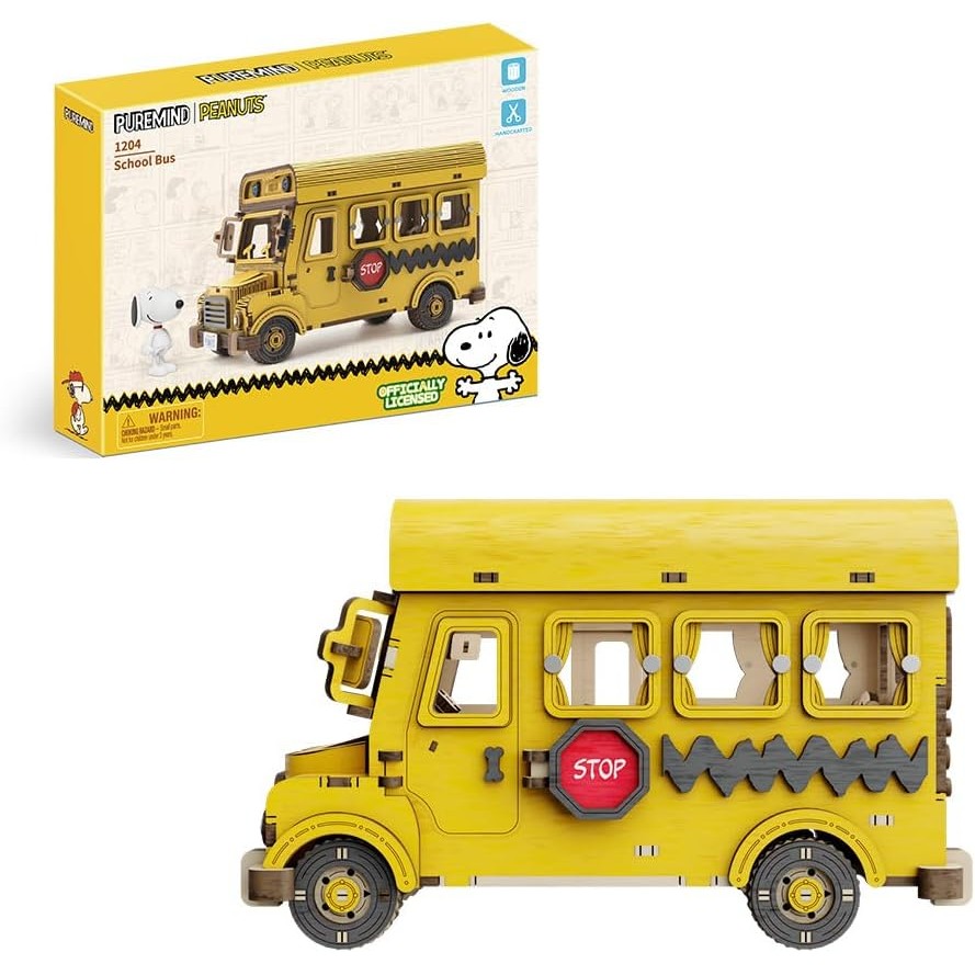 puremind Snoopy Yellow School Bus Building Kit – Official Peanuts ...