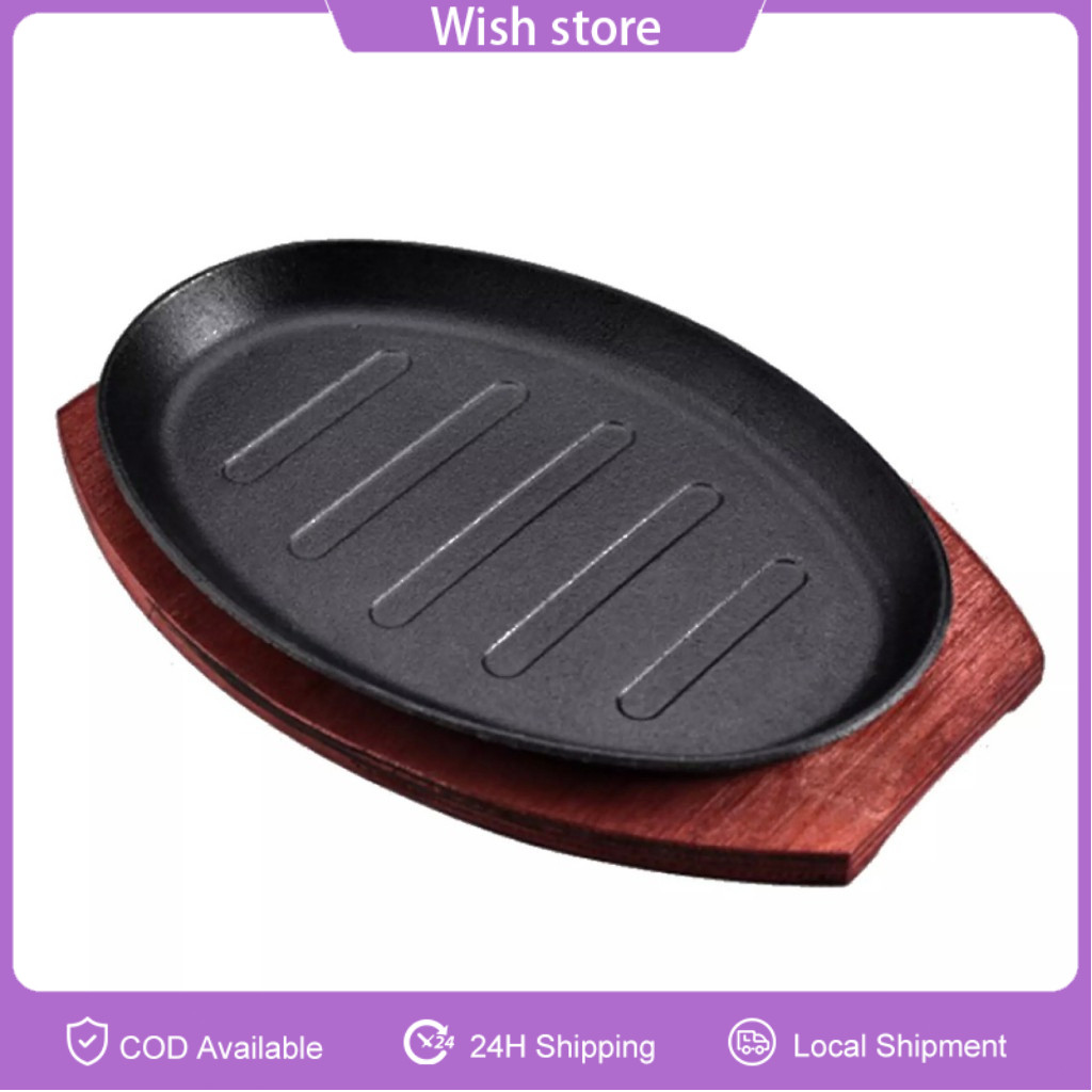 SIZZLING PLATE 8/10/12Inch Sizzling Oval Cast Iron Sizzling Plate with ...