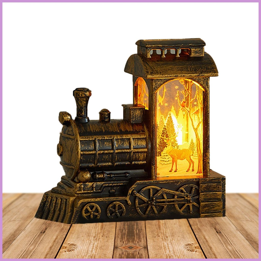 Christmas Snow Globe Train Statue Christmas Small Train Statue with LED ...