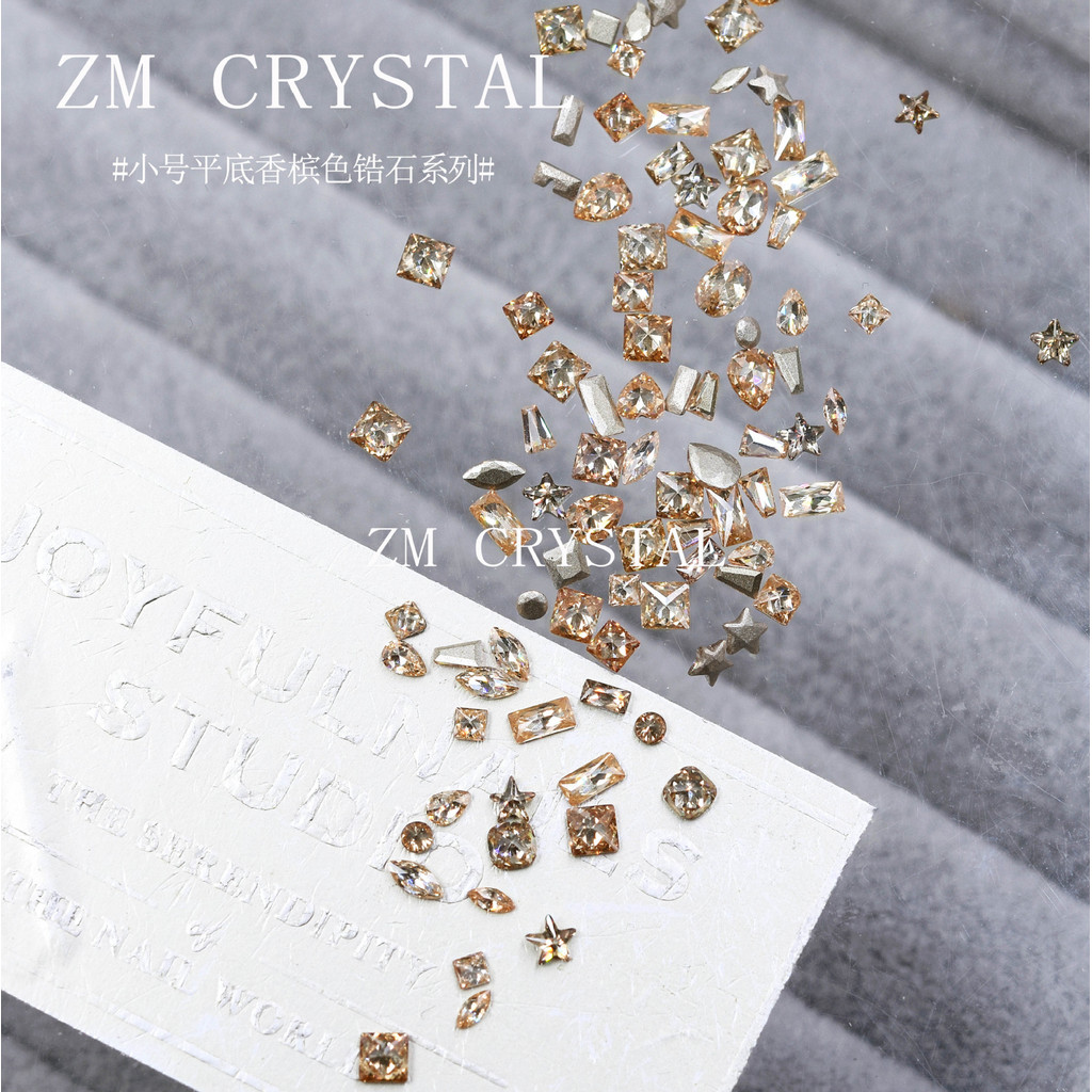 ZM Zircon New Super Shiny Small Flat Champagne Color Nail Art Irregular ...