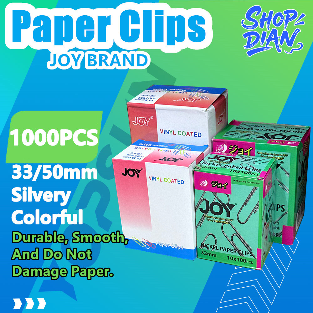 JOY 1000pcs 33mm | 50mm Nickel Paper Clips And Vinyl Coated Nickel ...