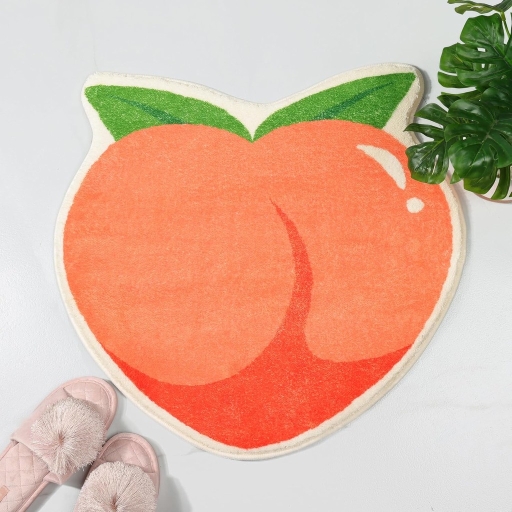 FROZZUR Peach Bath Mat Peachy Fruit Bathroom Rugs for Living Room and ...