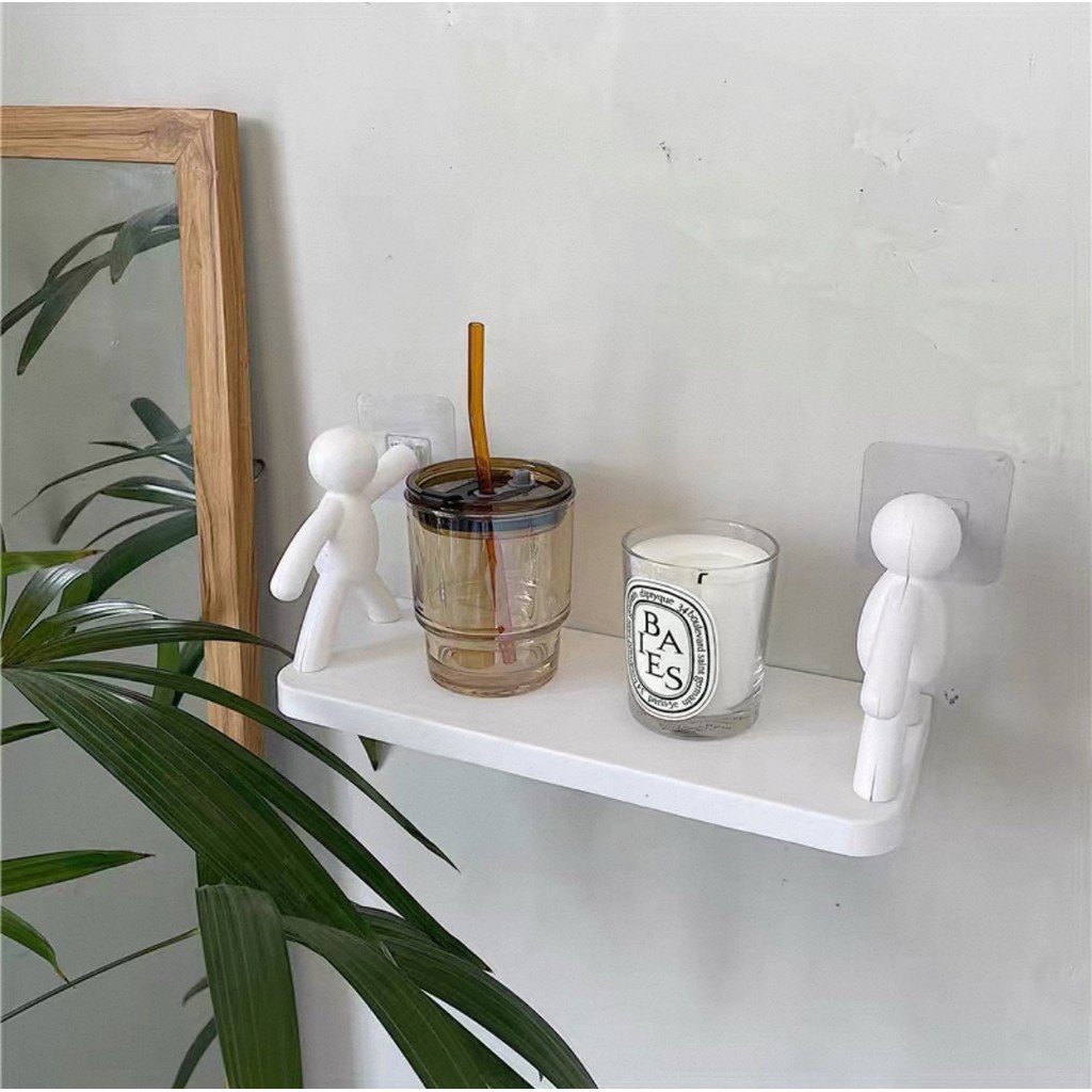 Wall Hanging Bathroom Human Hook Rack Floating Wall Ledge Shelf Suction ...