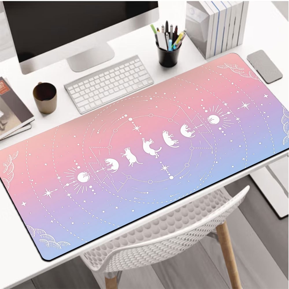 Pink Desk Pad Mat Computer Mouse Pad Non-Slip Table Mat E-Sports ...