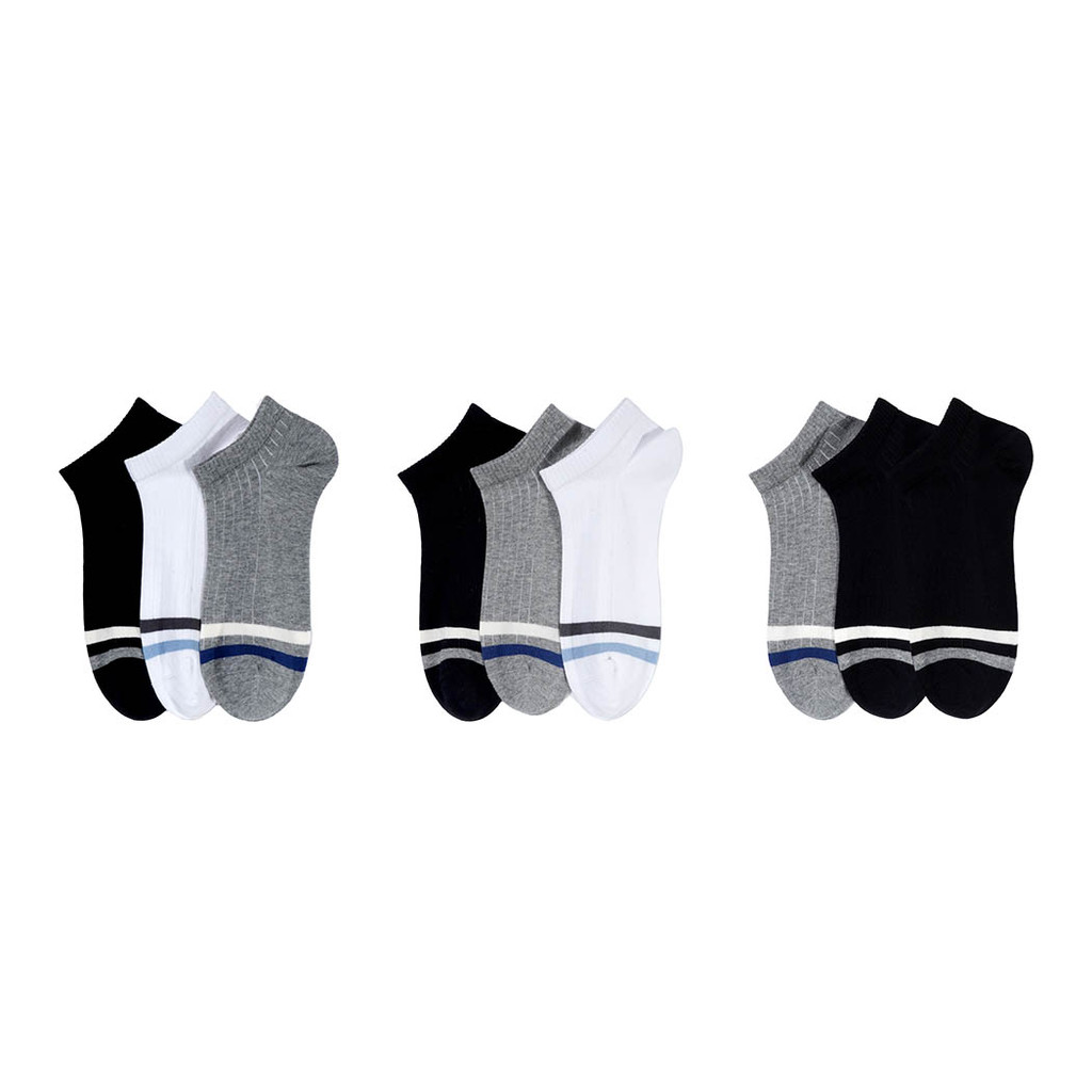 MINISO Striped Solid Color Series Men's Ankle Socks( Model C, 3 Pairs ...