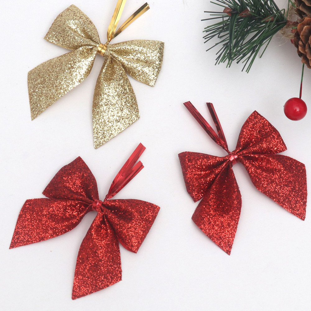 20 Pieces 2 Inch Christmas Ribbon Bows Glitter Twist Tie Pretied Mini ...