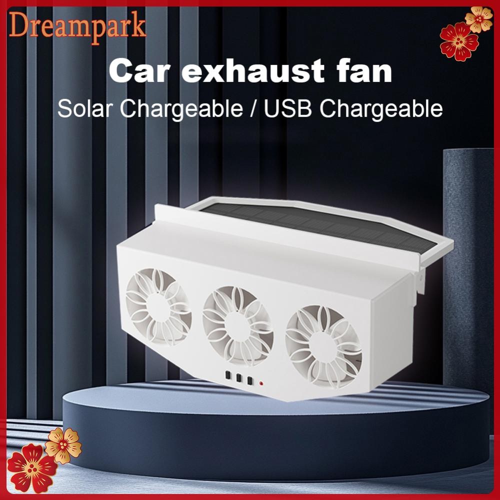 Solar Powered Car Exhaust Fan with 3 Air Outlets Car Window Air Vent ...