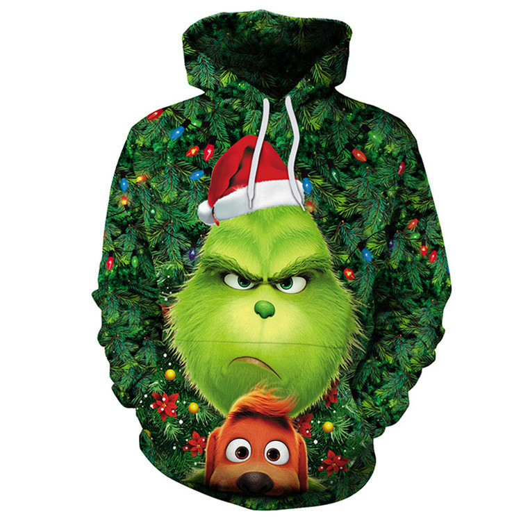 The Grinch Hoodie Christmas Jacket 3D Printed Sweater Outerwear ...