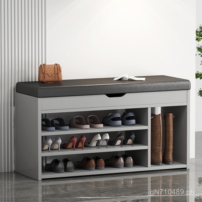 Entryway Bench with Shoe Rack, Solid Wood Household Shoe Bench, Shoe ...