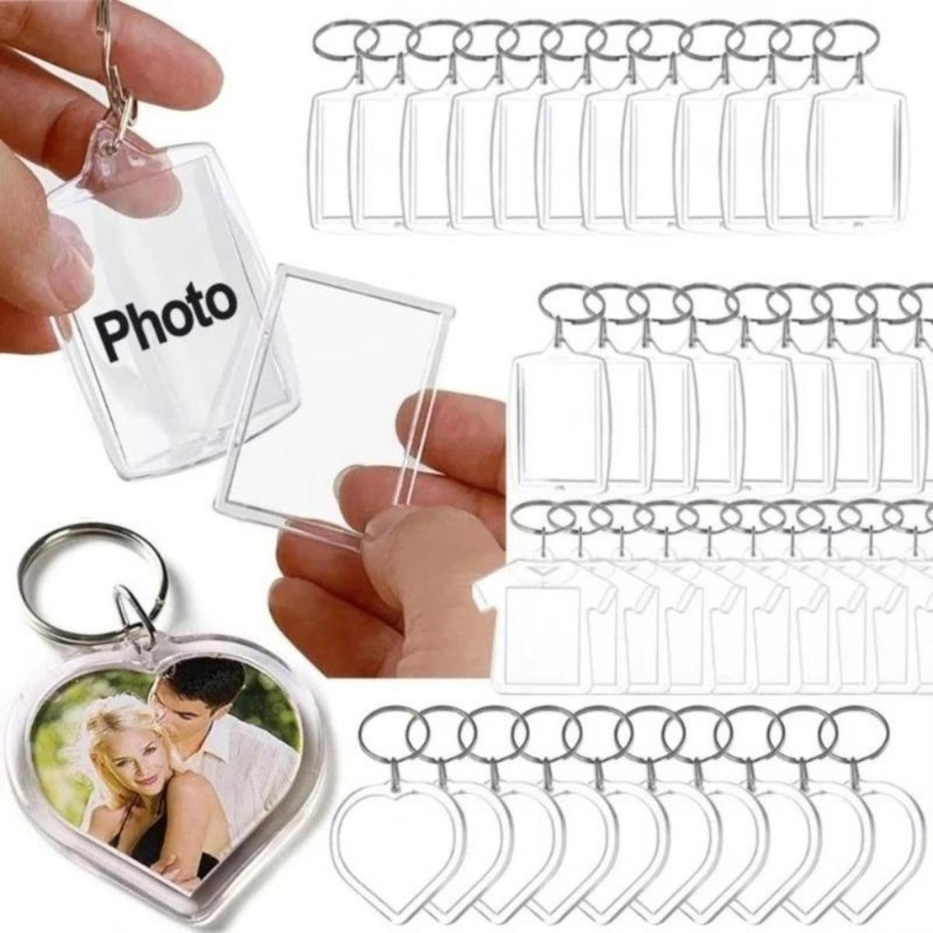 10Pcs Acrylic Keychain Transparent DIY Photo Insert Rectangle Key ...
