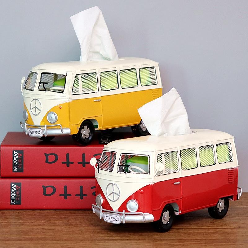 Vintage Iron Art Creative Industrial Style Bus Tissue Box Home Living ...