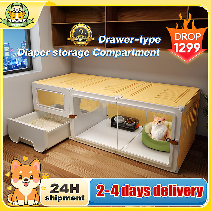 Modular Cat Cage with Litter Box Multi Room House Injection Molded ...