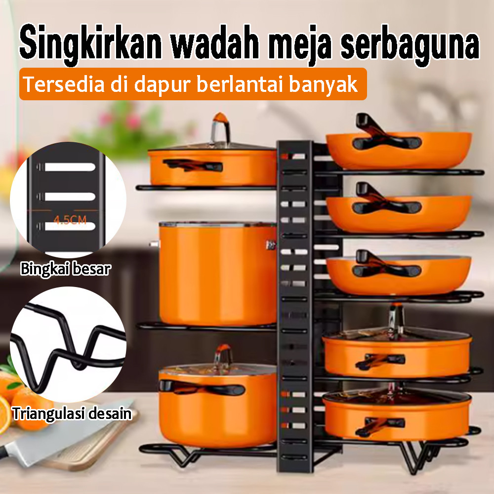 8-Tier Kitchen Rack, Pot Lid Rack, Plate Rack, Pan Rack, Iron Bottom ...