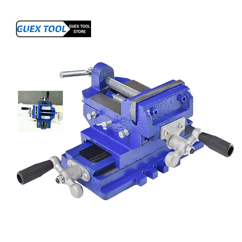 Benchtop Portable Cross Vise Two-Way Moving Vise Clamp Heavy Duty Cast ...