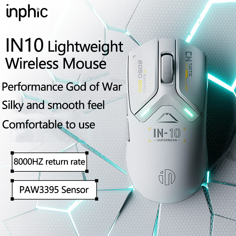 INPHIC IN10 Wired/Wireless/Bluetooth Gaming Mouse 8K Receiver DPI26000 ...