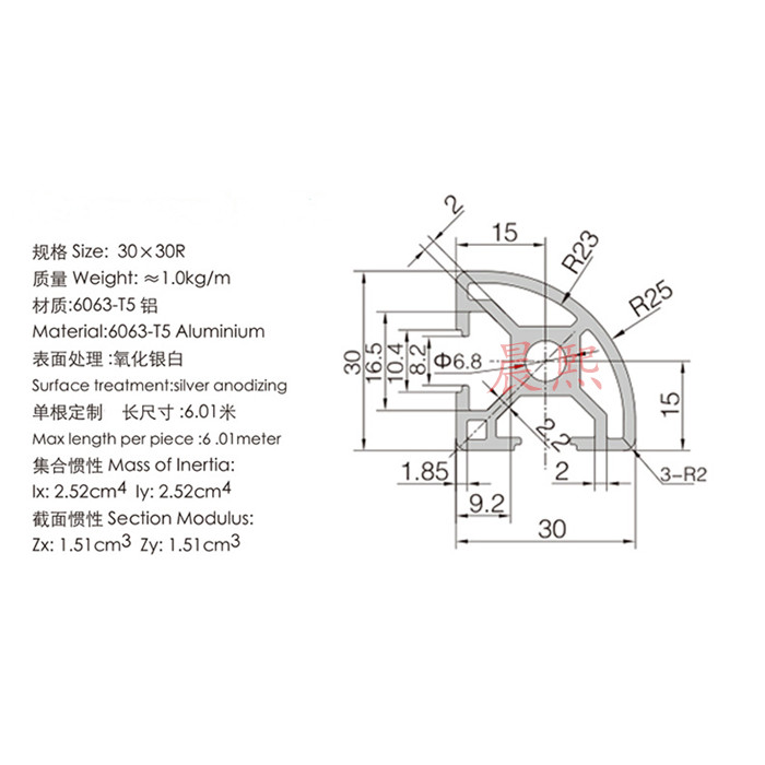 European Standard 3030R Industrial Industrial Aluminum Alloy Profile ...