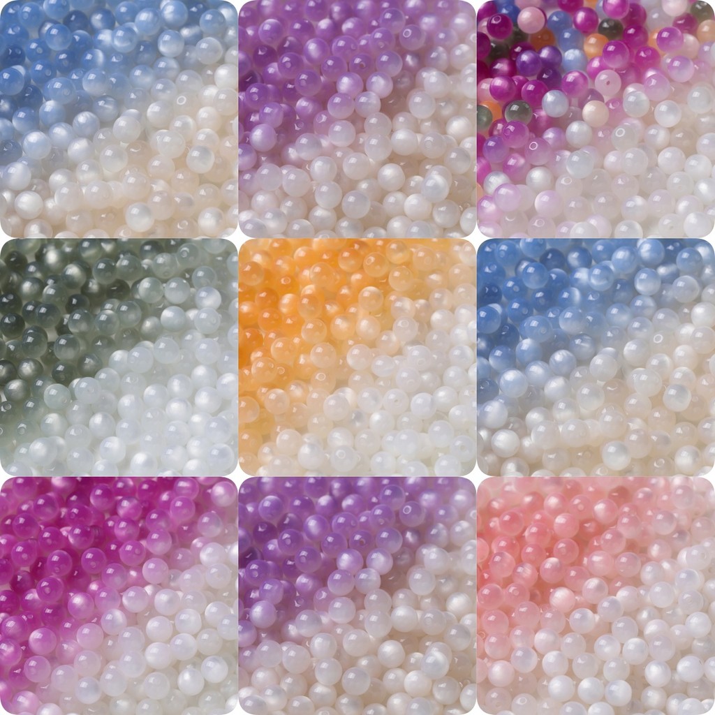 St. kunkka 8/10/12mm Round Resin Beads 10Pcs Color-changing Cat's Eye ...