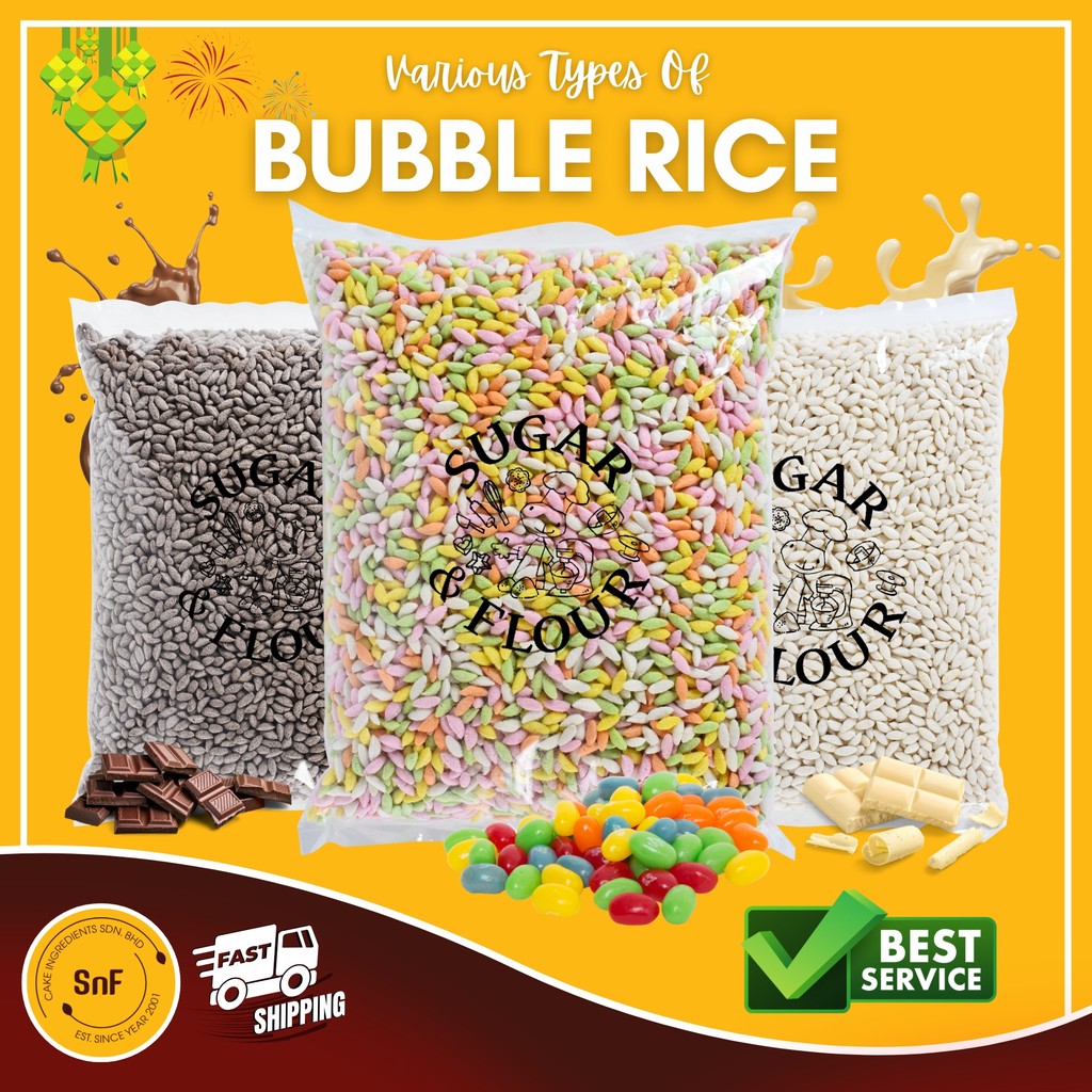 Crispy Rice Bubble Chocolate Cereal Bubble Rice White Rainbow Chocojar ...