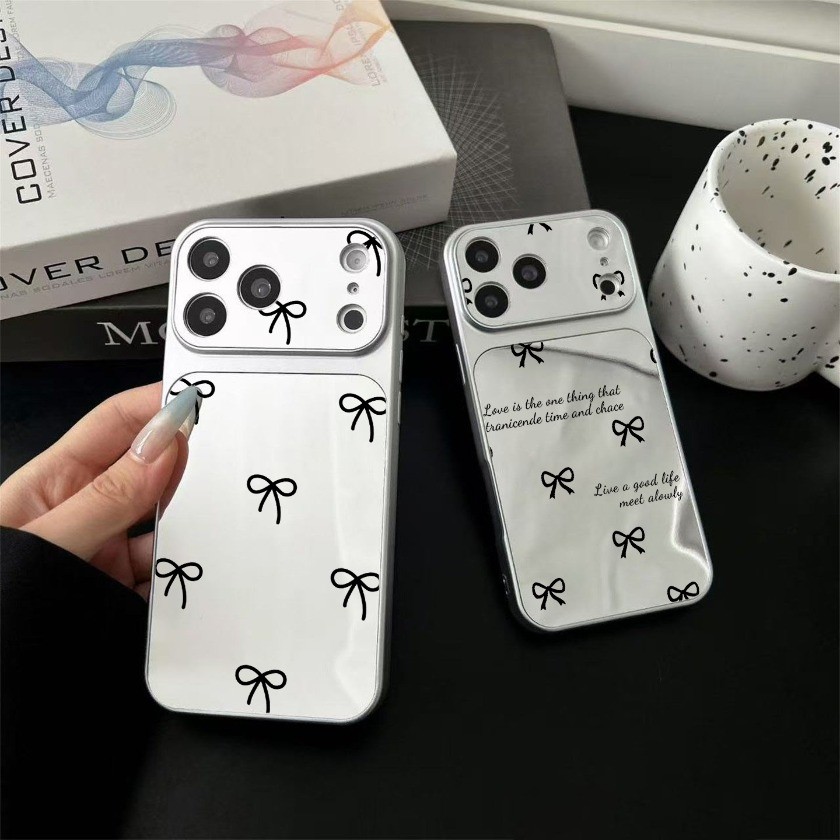 Black Pink Bowknot Pattern Phone Case For iPhone 17 16 15 14 13 Pro Max ...