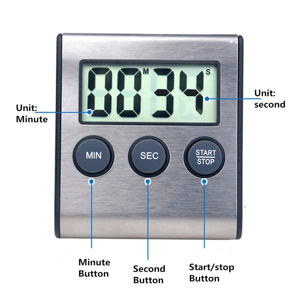 Kitchen LCD Digital Screen Countdown Timer Cooking Alarm Magnet Clock ...