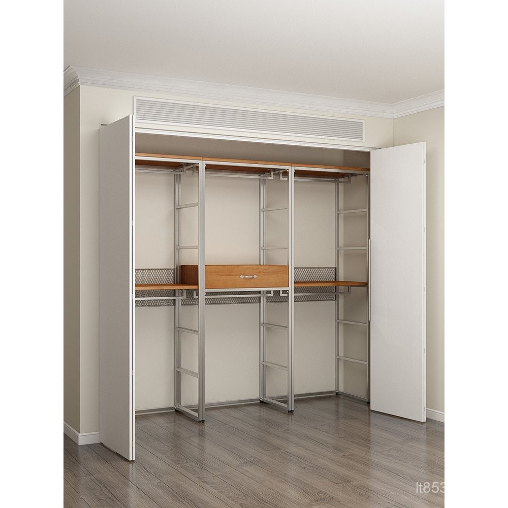 Home Hanging Clothes Bedroom Cloakroom Open Steel Rack Clothes Rack ...