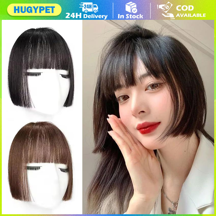 Wig Synthetic Clip in Bangs Extensions Natural Black Clip on Bangs for ...