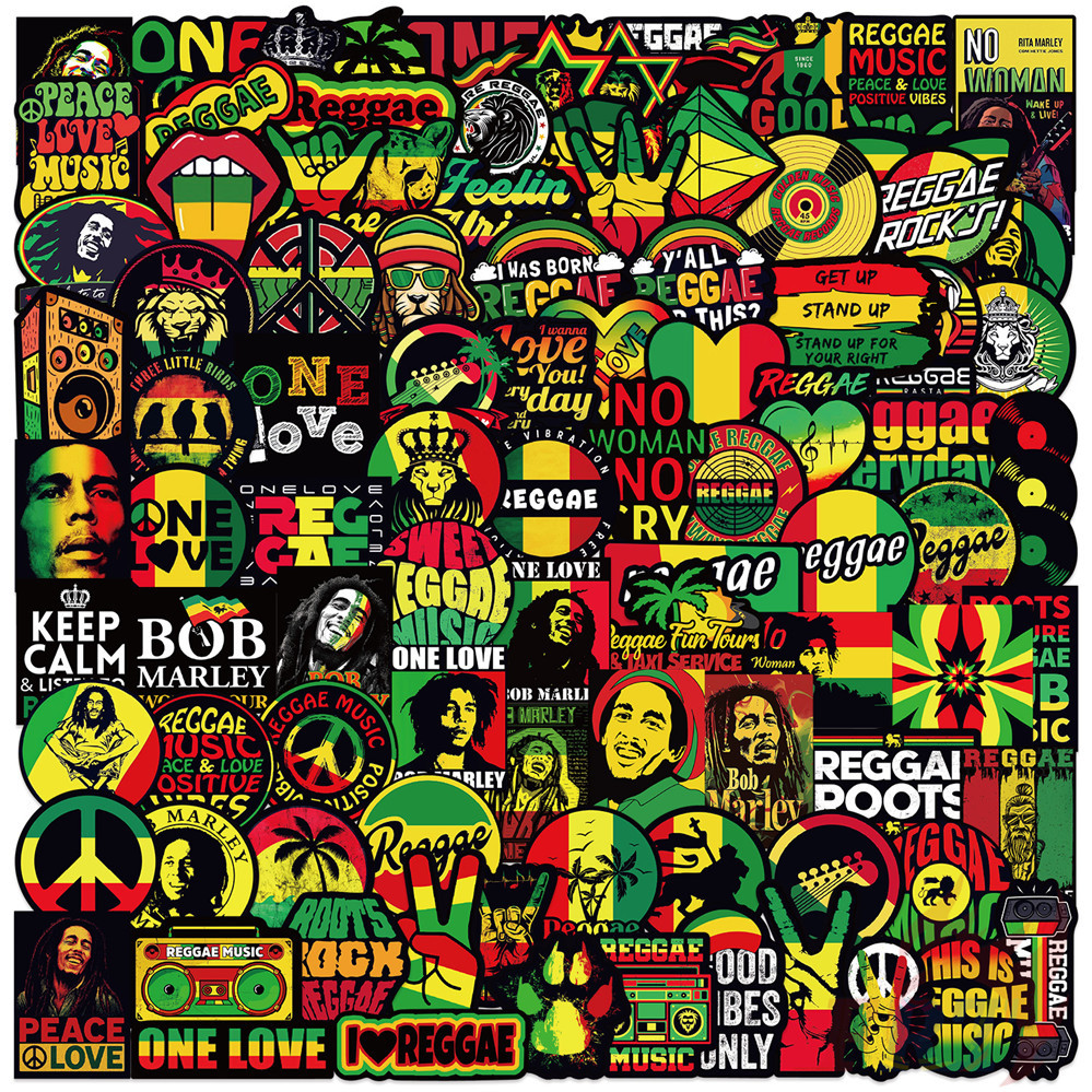102Pcs/Set Reggae Music . Bob Marley Stickers DIY Fashion Waterproof ...