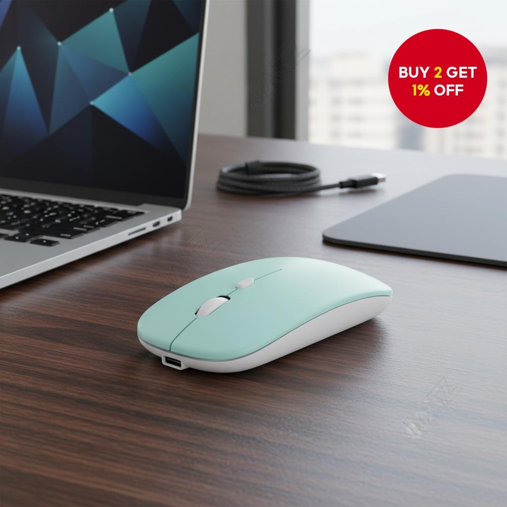 Bluetooth Wireless Rechargeable Mouse for Laptop, Pad, Tablet BT5.2 2 ...