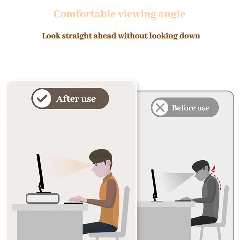 Adjustable Height Monitor Stand With Ventilated Panel Ergonomic Desktop ...