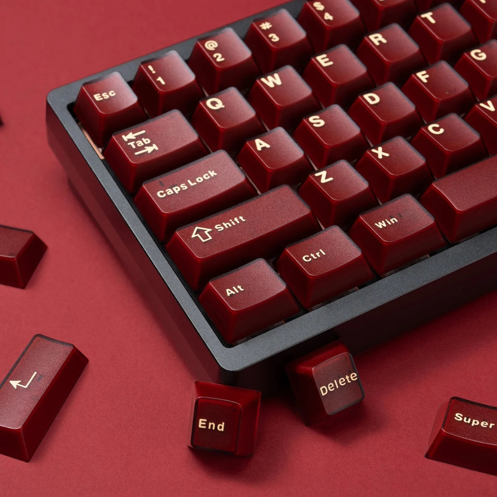 Pyga Red Cherry Profile Semitransparent ABS Keycaps 118 Key Double Shot ...