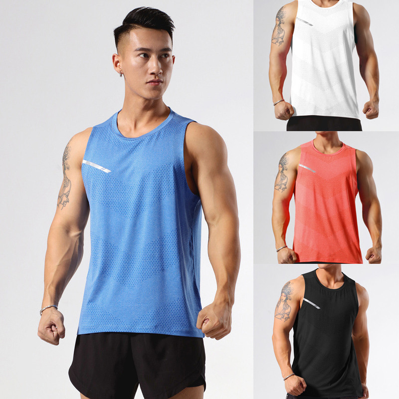 [5 COLORS] Men's Ice Silk Quick-Dry Sports Vest Sando Breathable Anti ...