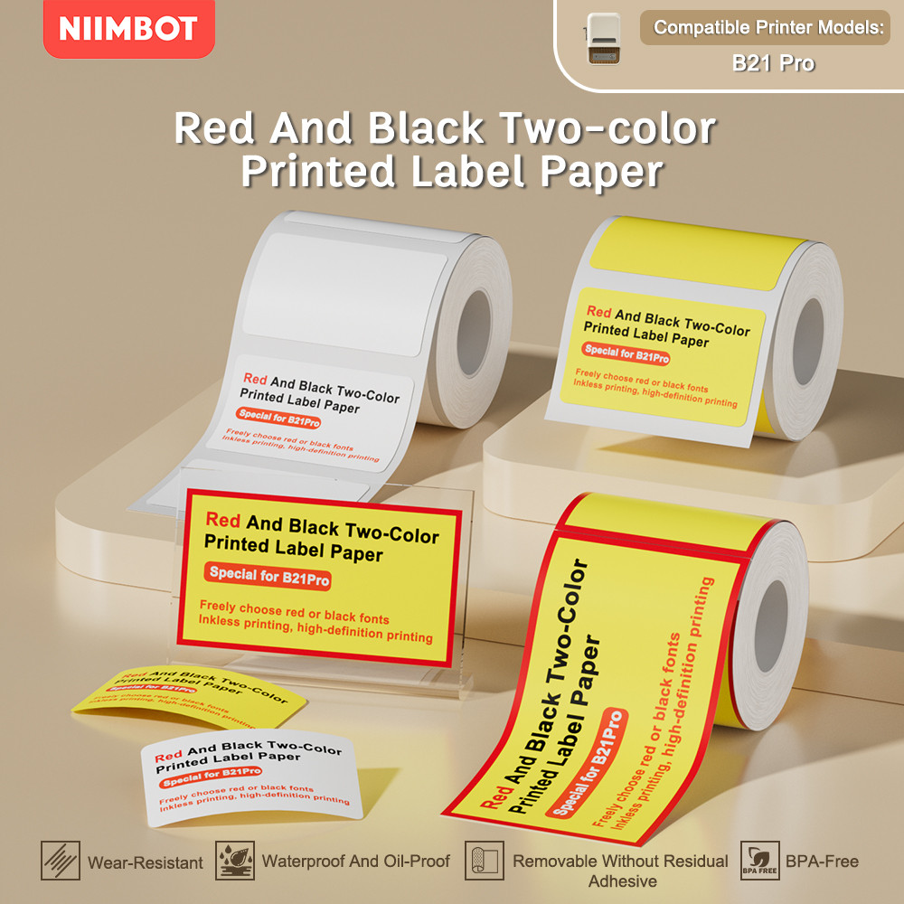 NIIMBOT B21PRO Two-Color Red Black Label, Can Print Red Black Text ...