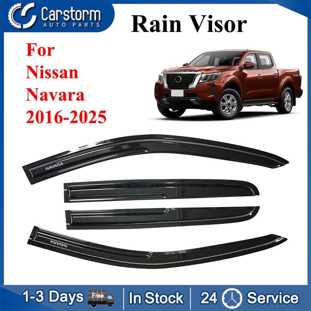 Nissan Navara 2016 to 2025 Rain Guards Window Visors Easy Install Car ...