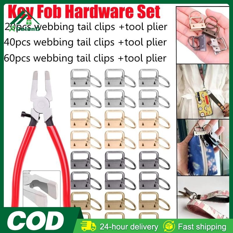 60Pcs 25mm Key Fob Hardware with Key Fob Plier Webbing Tail Clip for ...