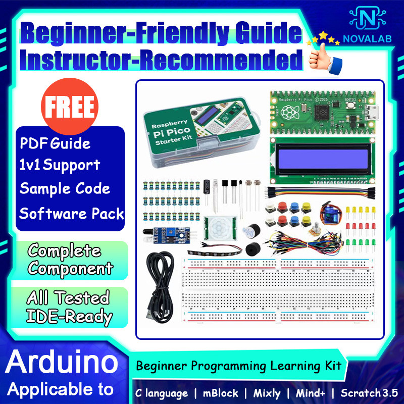 NovaLab Basic Starter Learning Kit for Raspberry Pi Pico with Tutorials ...