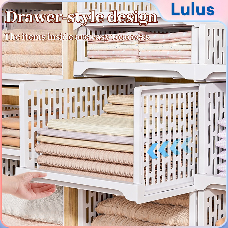 Stackable Drawer Storage Basket Wardrobe Layered Storage Organizer ...