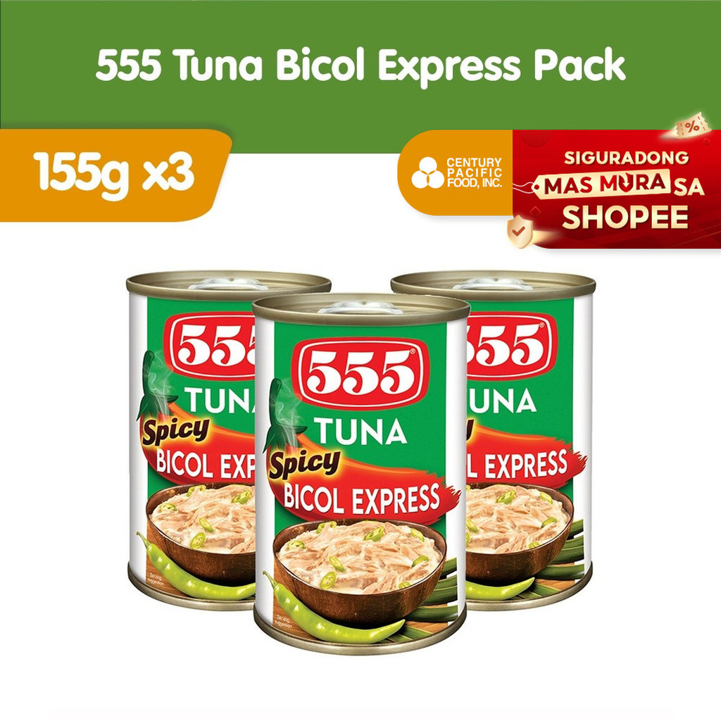 555 Tuna Bicol Express 155g (Pack of 3) - Healthy, High Protein, Vit A ...