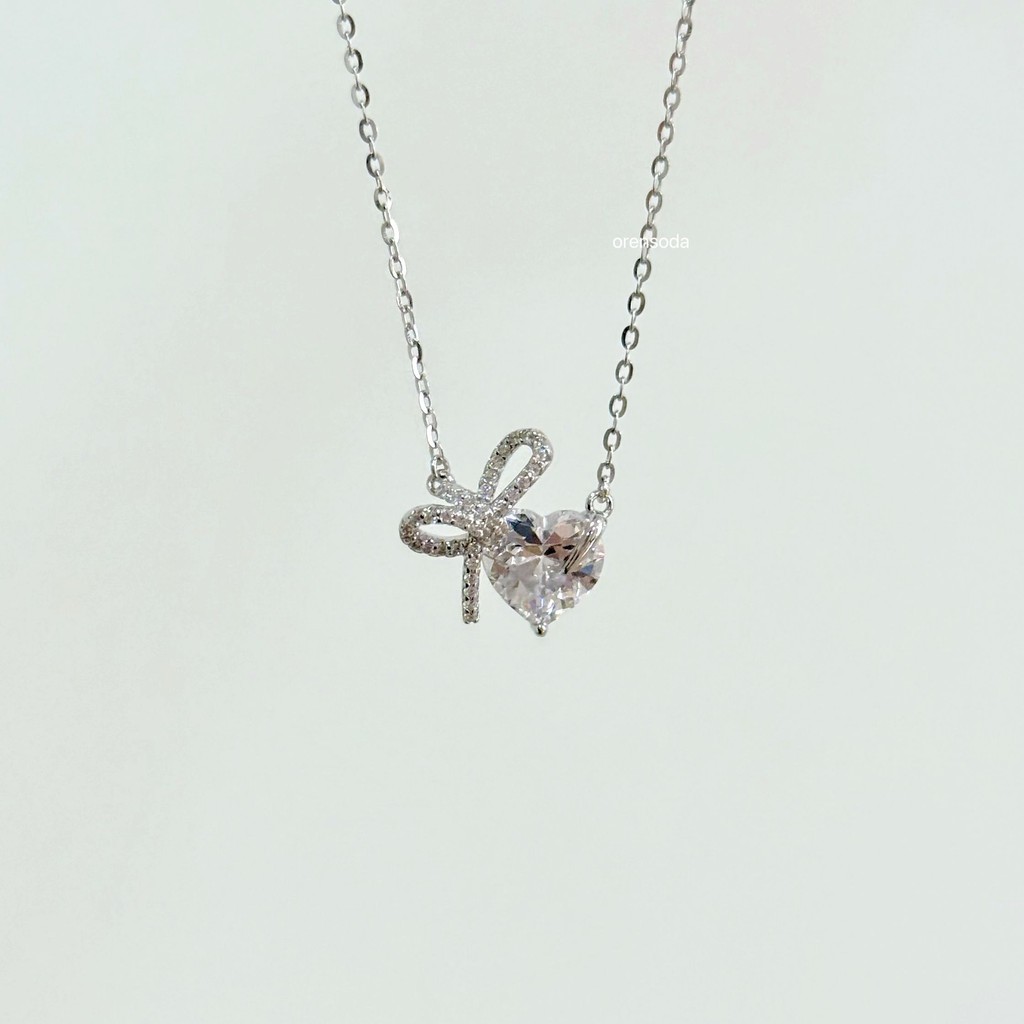 S925 Bowknot Heart Necklace | Shopee Philippines