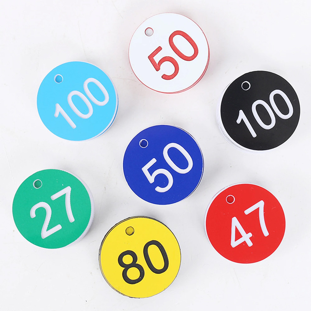 50Pcs Multi-Functional ID Number Bee Tags with Hole 3.5cm Round 1-50 ...